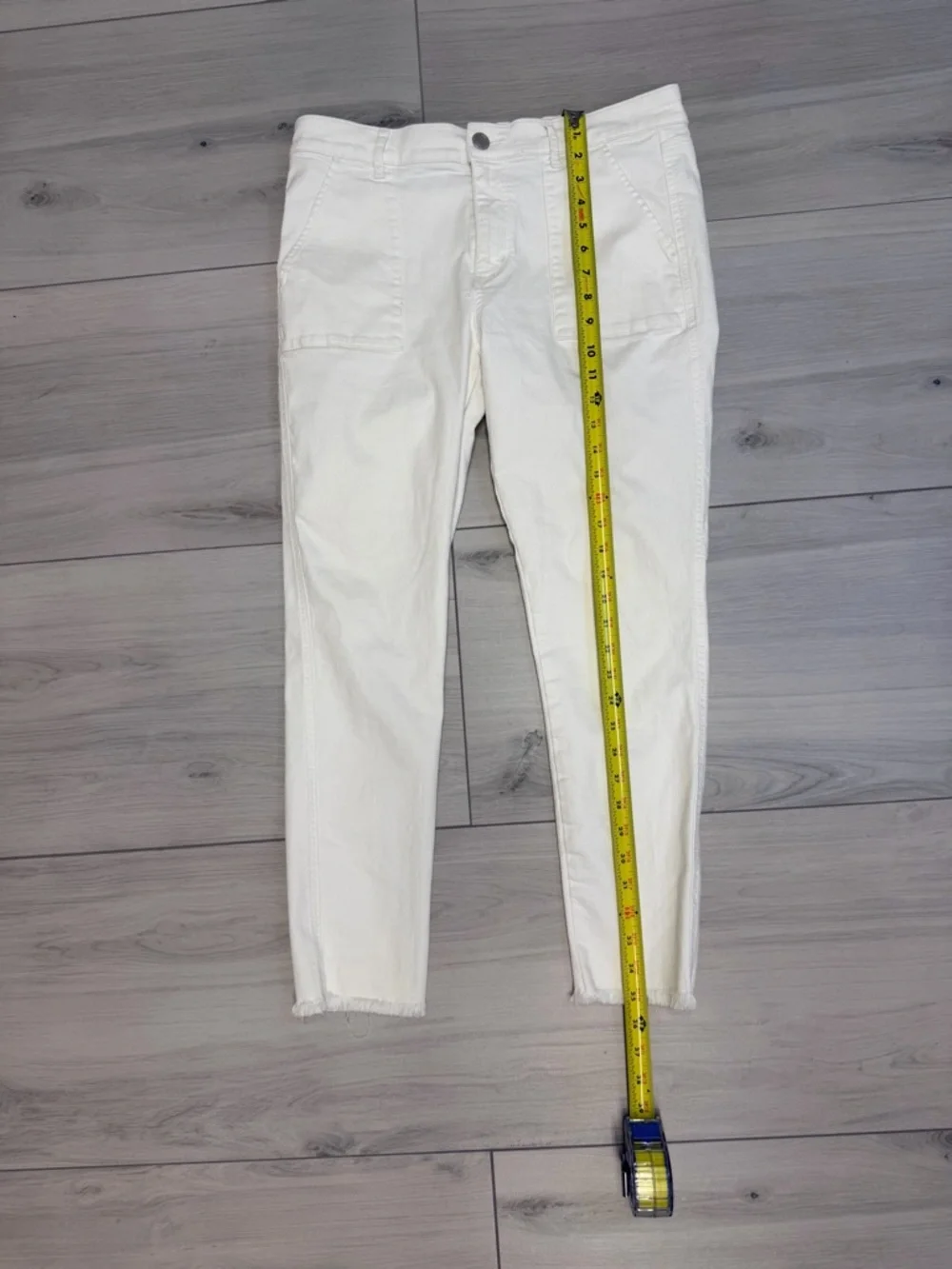 LOFT Skinny Crop Jeans White High-Rise Frayed Hem Sz 29/8 Coastal Classic Summer